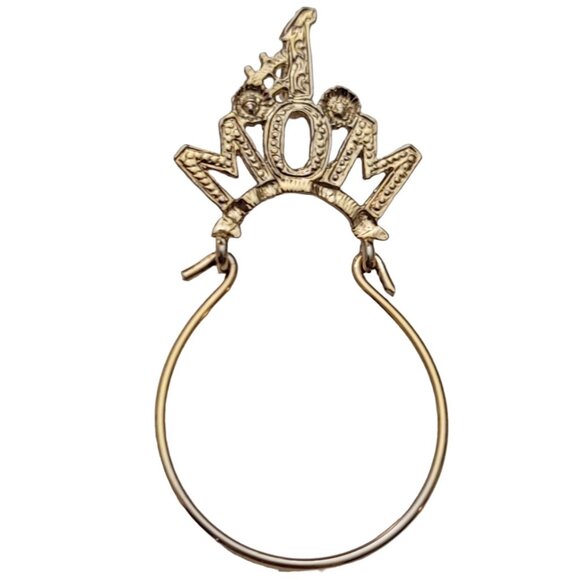 Sterling Silver Gold Vermeil #1 Mom Charm Holder Pendant E621 - Picture 1 of 8